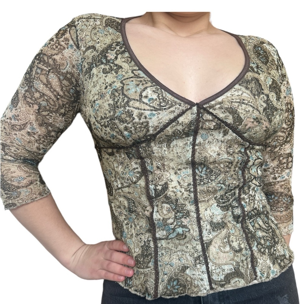 Y2K Cato Fairy Paisley Print Babydoll Blouse